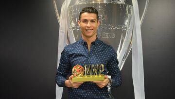 Cristiano posa con el trofeo de mejor jugador de 2016 otorgado por el medio chino 'Dongqiudi'.