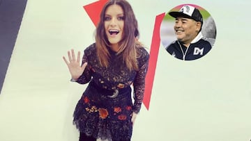 Imagen de Laura Pausini y Diego Armando Maradona.