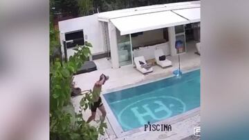 Real Madrid's Courtois conjures up cracking poolside trickshot