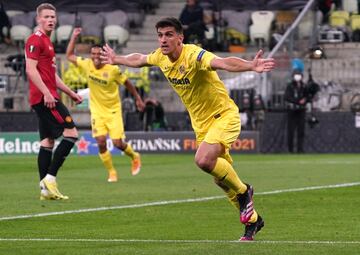 1-0. Gerard Moreno celebra el primer gol.