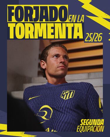 De predominante tonalidad en azul marino, su diseño incorpora además unos impactantes rayos en sus dorsales, cuyo vibrante color amarillo  otorga un toque eléctrico y distintivo. La equipación está inspirada en la banda sonora en los momentos previos a cada partido que se disputa en el Riyadh Air Metropolitano.