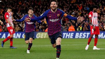 Messi, en el Barcelona-Atl&eacute;tico del 6 de abril de 2019. 
