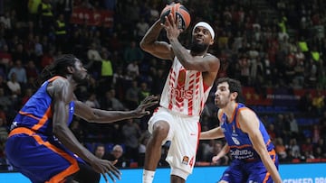 Lorenzo Brown, durante el partido de la Euroliga que ha enfrentado al Estrella Roja y al Valencia Basket