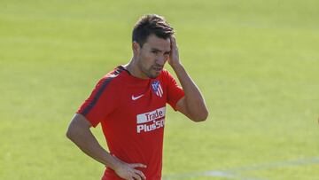 Gait&aacute;n, durante el entrenamiento de hoy.
 
 