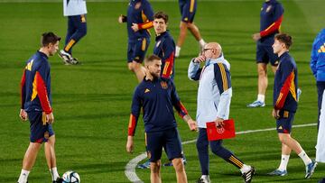 De la Fuente, durante un entrenamiento de España.