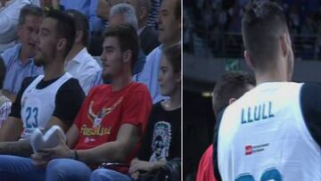 Willy Hernángomez, con la camiseta de Llull en la grada