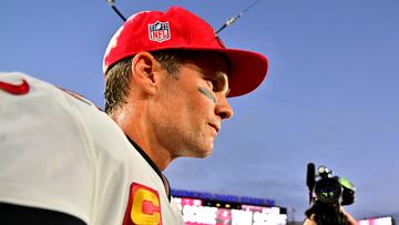 TAMPA, FLORIDA - SEPTEMBER 25: Tom Brady #12 of the Tampa Bay Buccaneers walks off the field after being to defeated by the Green Bay Packers in the game at Raymond James Stadium on September 25, 2022 in Tampa, Florida.   Julio Aguilar/Getty Images/AFP