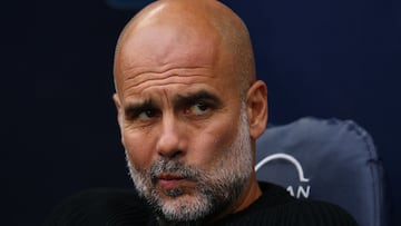 Pep Guardiola durante un partido de Premier League entre el Manchester City y el Arsenal.