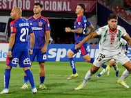 Futbol, Universidad de Chile vs Palestino.
Primera fase, Copa Sudamericana 2026.
El jugador de Palestino Nelson Da Silva, derecha, celebra tras marcar un gol contra Universidad de Chile durante el partido de primera fase de la Copa Sudamericana disputado en el estadio Nacional de Santiago, Chile.
04/03/2026
Andres Pina/Photosport
Football, Universidad de Chile vs Palestino.
First phase, 2026 Copa Sudamericana Championship.
Palestino player Nelson Da Silva, right, celebrates after scoring against Universidad de Chile during a Copa Sudamericana Championship first phase match at Nacional stadium in Santiago, Chile.
04/03/2026
Andres Pina/Photosport