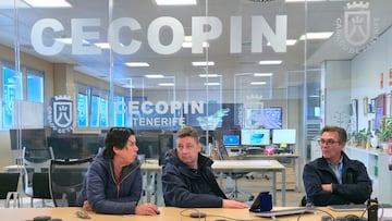 Centro de control del CECOPIN, Centro de Coordinación Operativa Insular, en Tenerife.