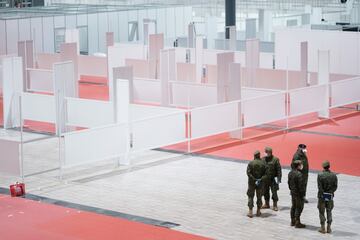 As Spain fights the spread of Covid-19, Madrid's IFEMA conference centre has been repurposed as a temporary hospital, with 5,500 beds.