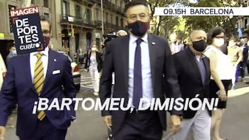 Aficionados del Bar?a increpan a Bartomeu en la Diada