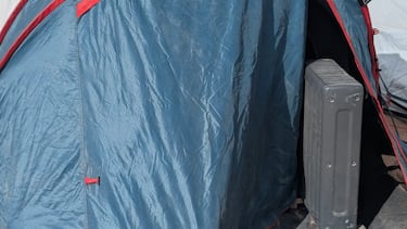 Tienda de campaña del Dakar con un radiador.