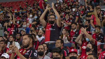 Fans o Aficion during the game Atlas vs Necaxa, corresponding to day 13 of the Torneo Clausura Grita Mexico C22 of Liga BBVA MX, at Jalisco Stadium, on April 07, 2022.

<br><br>

Fans o Aficion durante el partido Atlas vs Necaxa, correspondiente a la jornada 13 del Torneo Clausura Grita Mexico C22 de la Liga BBVA MX, en el Estadio Jalisco, el 07 de Abril de 2022.