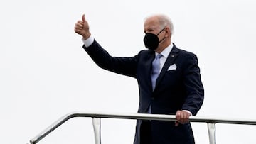 U.S. President Joe Biden boards Air Force One at Columbia Metro Airport en route to Wilmington Delaware after delivering the commencement address during graduation at South Carolina State University, in West Columbia, South Carolina, U.S. December 17, 202