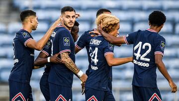 Icardi, tras marcar con el PSG en el partido ante el Sevilla.