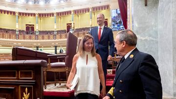 La presidenta del Congreso, Francina Armengol, tras la Sesi¨®n Constitutiva de la XV Legislatura en el Congreso de los Diputados, a 17 de agosto de 2023, en Madrid (Espa?a). Los diputados de la formaci¨®n han llegado a la C¨¢mara Baja tras celebrar una reuni¨®n interna en la que han decidido apoyar a la candidata socialista a la Presidencia del Congreso. El Congreso de los Diputados y el Senado surgidos de las elecciones generales del 23 de julio celebran hoy sus sesiones constitutivas, las primeras de la legislatura. Hoy toman posesi¨®n de sus cargos los 350 diputados elegidos en los comicios del 23 de julio, acatando la Constituci¨®n, y votando a los nueve miembros de la Mesa de la C¨¢mara. Al no estar a¨²n constituidos los ¨®rganos de la C¨¢mara se ha configurado una Mesa de Edad para dirigir esta sesi¨®n.
17 AGOSTO 2023;CONGRESO;MESA;CONSTITUCI?N;ELECCIONES;DIPUTADOS;SESI?N
Alberto Ortega / Europa Press
17/08/2023