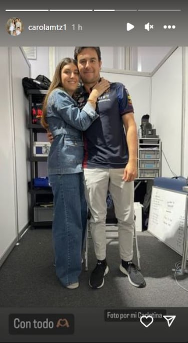 El mensaje de Carola, esposa de Checo Pérez, previo a que el piloto abandonara el GP de México