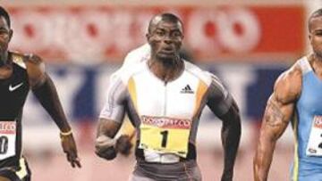 <b>A TODA VELOCIDAD. </b>De izquierda a derecha, Justin Gatlin, Aziz Zakari y Leonard Scott.