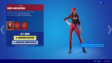 Un vistazo de cerca al skin Mary Jane Watson en Fortnite