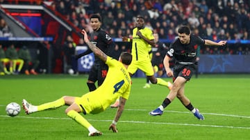 Soccer Football - UEFA Champions League - Bayer Leverkusen v Villarreal - BayArena, Leverkusen, Germany - January 28, 2026 Bayer Leverkusen's Ibrahim Maza shoots at goal REUTERS/Thilo Schmuelgen
