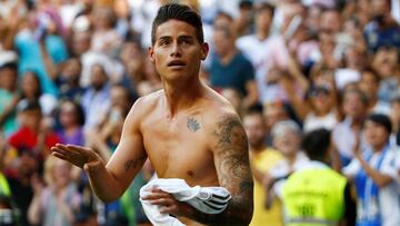 James celebró a lo grande su gol contra el Granada.