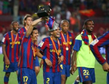 Celebrando la Supercopa conseguida ante el Athletic.