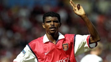 1 Aug 1999:  Nwankwo Kanu of Arsenal celebrates his goal during the FA Charity Shield match against Manchester United played at Wembley Stadium in London, England.  The match finished in a 2-1 victory to the Arsenal.    Mandatory Credit: Stu Forster /Alls