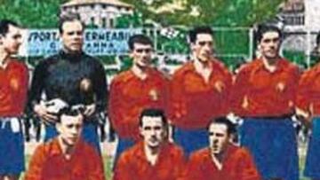 <b>UN ONCE CASI VASCO. </b>De izq. a dcha. y de arriba a abajo, los jugadores Lafuente, Quincoces, Zamora, Lecue, Ciriaco, Muguerza, Iraragorri, Lángara, Cilaurren, Marculeta y Gorostiza.