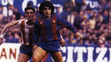15-10-25. JOSÉ MANUEL ESPINOSA, EN SU FAMOSO MARCAJE A MARADONA EN EL SPORTING-BARÇA (0-0) DEL 12 DE FEBRERO DE 1984.
