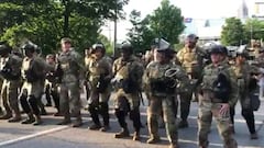 National Guard and George Floyd protesters join in macarena dance
