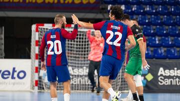 Aleix Gómez y Thiagus Petrus del FC Barcelona Balonmano hoy.