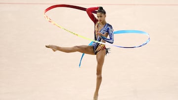 Sofia Raffaeli durante el Mundial de Gimnasia Rítmica en Bulgaria.
