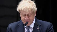 British Prime Minister Boris Johnson makes a statement at Downing Street in London, Britain, July 7, 2022. REUTERS/Henry Nicholls