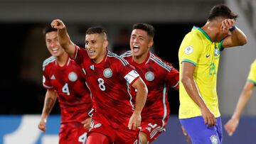 Gustavo Puerta en un partido entre la Selección Colombia Sub 20 y Brasil.