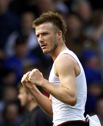 David Beckham en 2002 con el Manchester United.