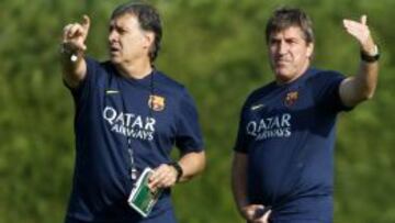 Tata Martino y Jordi Roura, en un entrenamiento.