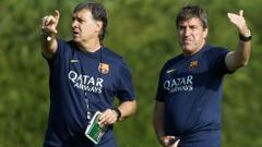 Tata Martino y Jordi Roura, en un entrenamiento.