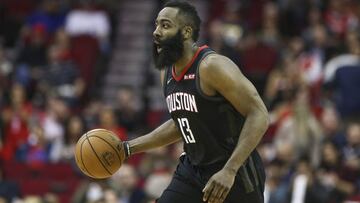 Dec 22, 2018; Houston, TX, USA; Houston Rockets guard James Harden (13) dribbles the ball during the third quarter against the San Antonio Spurs at Toyota Center. Mandatory Credit: Troy Taormina-USA TODAY Sports