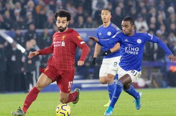 Mohamed Salah of Liverpool and Ricardo Pereira of Leicester during the English championship Premier League football match between Leicester City and Liverpool on December 26, 2019 at the King Power Stadium in Leicester, England - Photo John Mallett / ProS