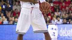 Marcus Slaughter, con la camiseta del Real Madrid durante la pasada final liguera en el Palau Blaugrana.