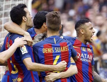Barcelona celebrate Leo Messi winner at Mestalla