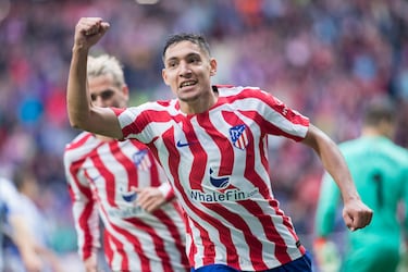 El jugador del Atleti, Nahuel Molina, celebra el 2-0 a la Real Sociedad. Terminó llegando al Atleti.