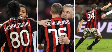 En el AC Milan se suelen utilizar dorsales poco comunes, tal es el caso de Ronaldinho, quien usó el '80', o de Shevchenko coln el '76' y Flamini con el '84'.