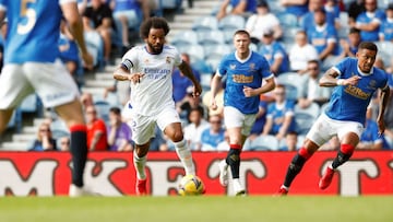 Marcelo, en un momento del partido ante el Rangers.