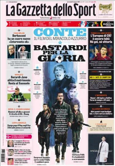 La Gazzetta caracteriza a Italia como "Bastardos por la gloria"