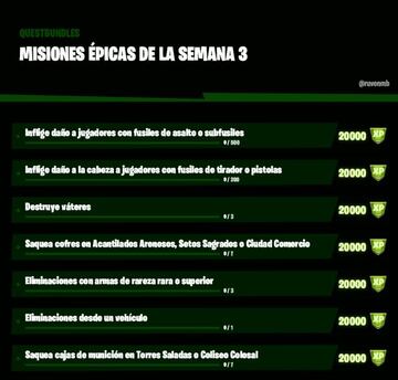 Misiones &eacute;picas filtradas de la Semana 3 de la Temporada 5