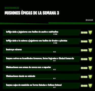 Fortnite Temporada 5: desafíos y misiones filtradas Semana 3