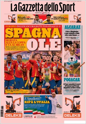 Invencibles, Reyes de Europa... Las portadas del triunfo de España en la Euro