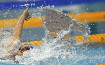 La británica Francesca Halsall durante la final de 50m espalda.